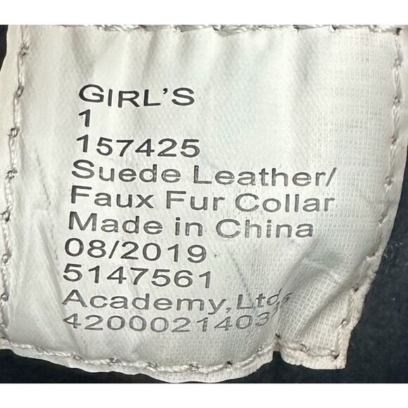 Magellan Girls Snowboot Suede/ Faux Fur Gray‎ Glitter Boot 3M Insulated sz 1 - Picture 4 of 14